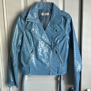 Glamorous Blue Croc PU Jacket